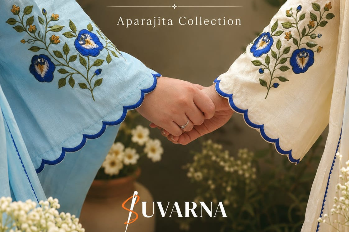 Aparajita Collection's 'AABHA' by SUVARNA, the launching new colors 'Powder Blue & Ivory'.